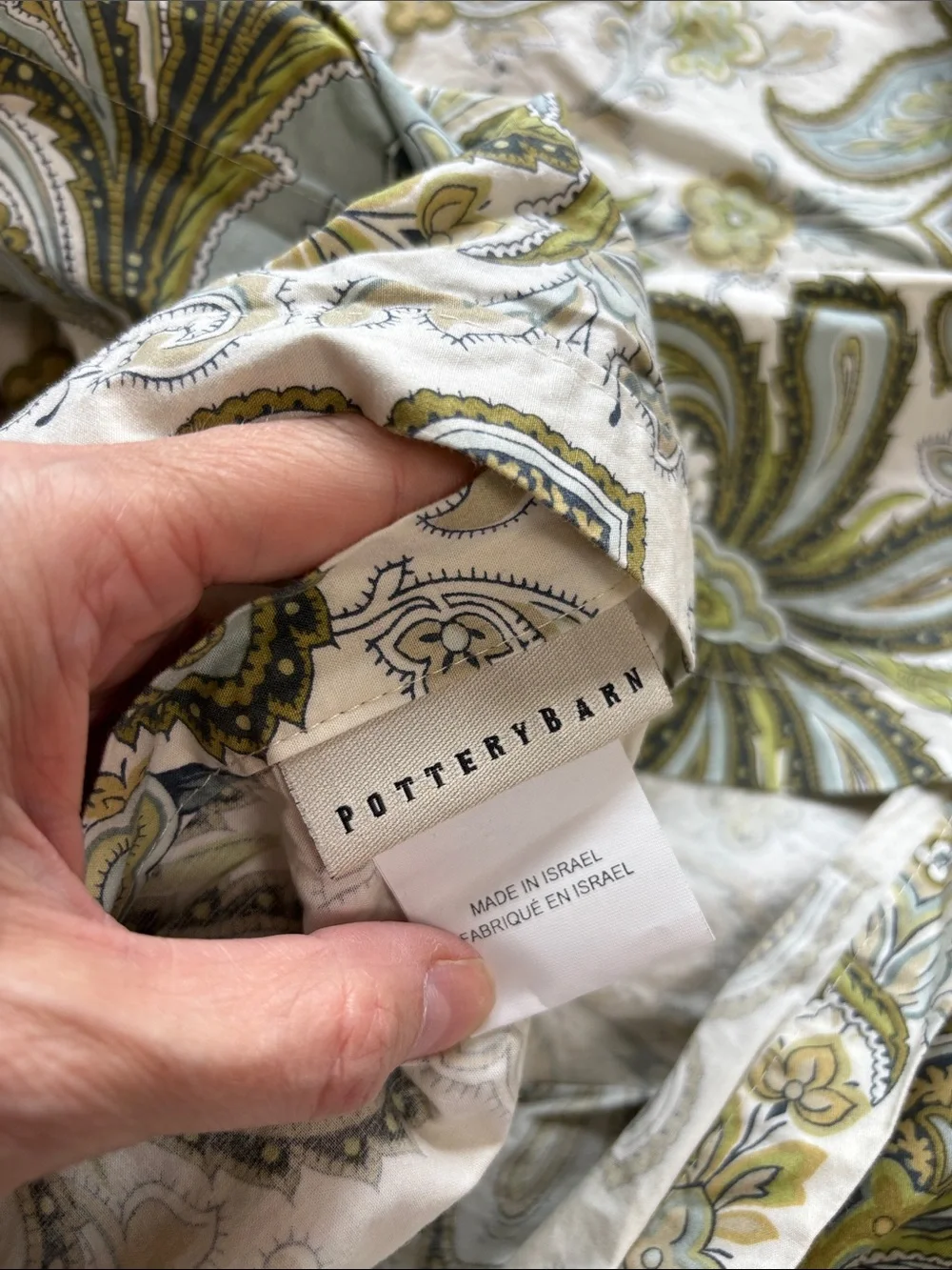 Charlie Paisley Organic Percale Duvet Cover Green Blue Full/Queen and Shams